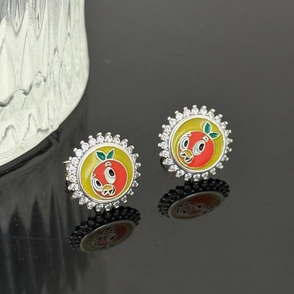 Jewelry - The Orange Bird Bling Earrings S925 Sterling Silver Handmade Ear Stud